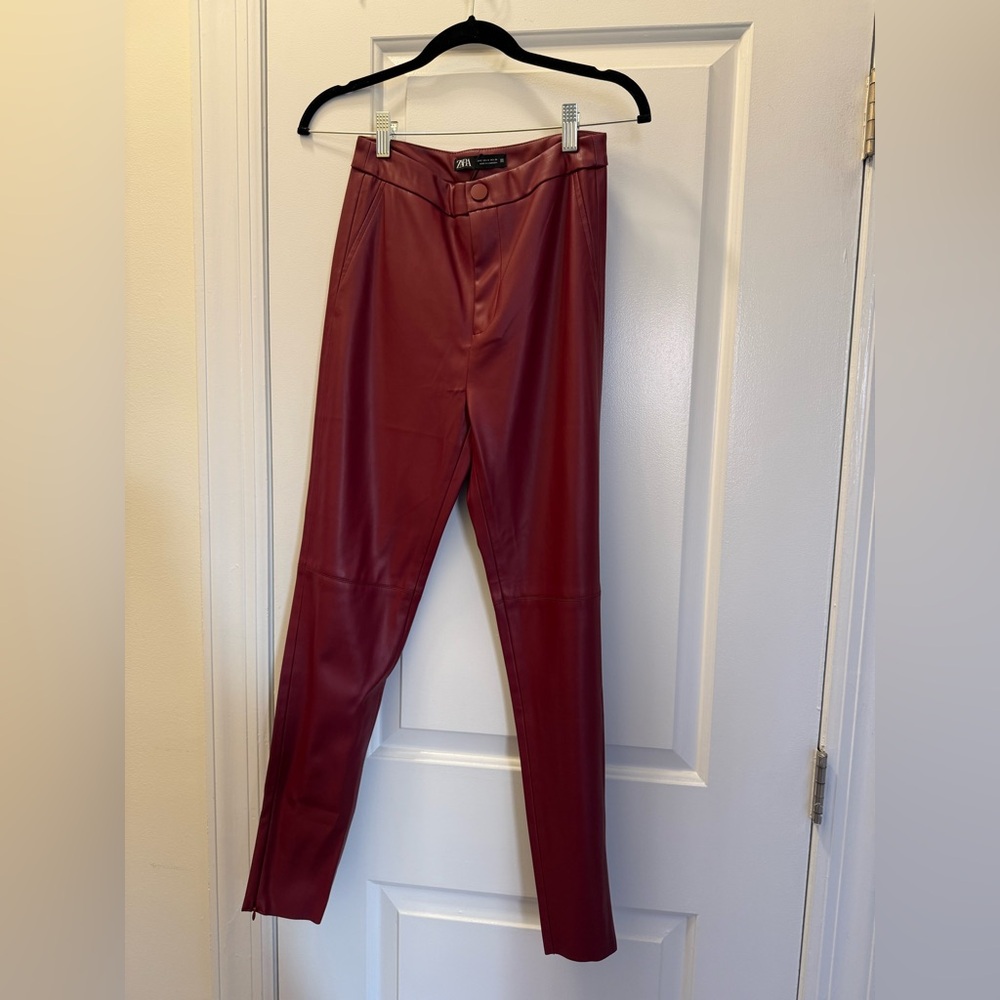 Zara Faux Leather Ankle Zip Pant